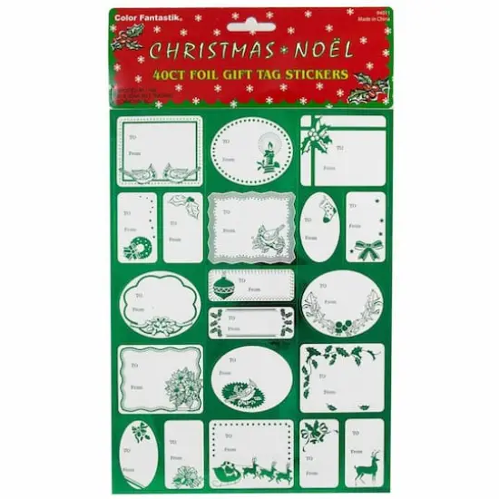 JAM Paper Green Foil Christmas Gift Tag Stickers {1}
