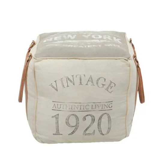 Grey Canvas Rustic Stool, 19" x 21" x 21" {4}