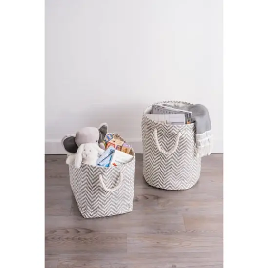 DII&reg; Small Round Chevron Paper Bin Gray {7}