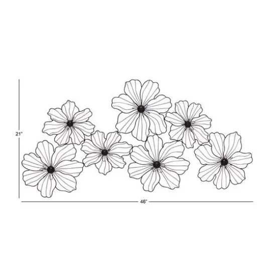 CosmoLiving by Cosmopolitan 43" Black Modern Floral Blooms Wall D&eacute;cor {6}