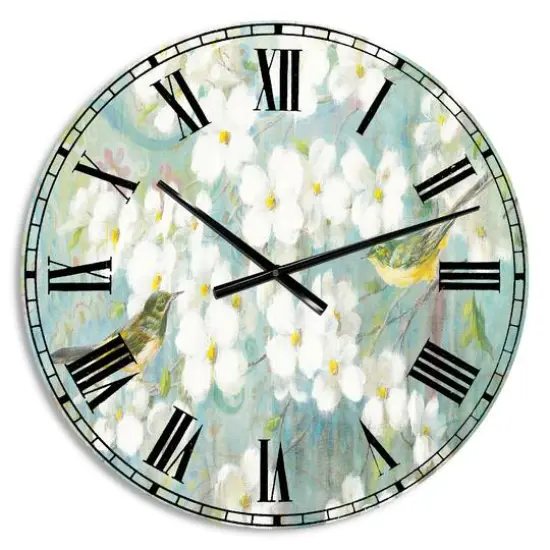 Designart Birds On Blossom Wall Clock {1}