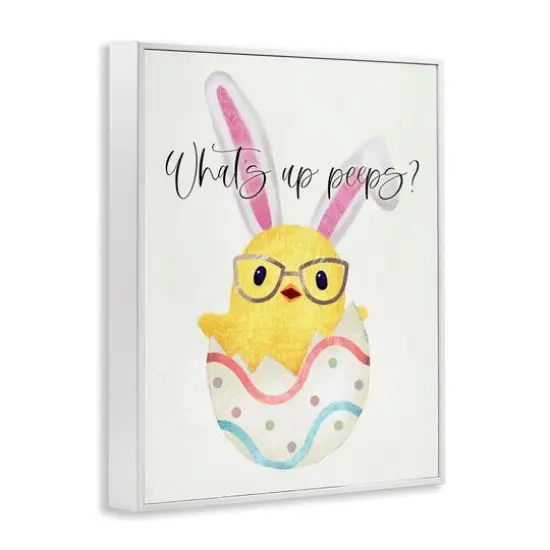 Stupell Industries What's Up Peeps Funny Easter Phrase Hatched Chick Framed Giclee Art White {4}