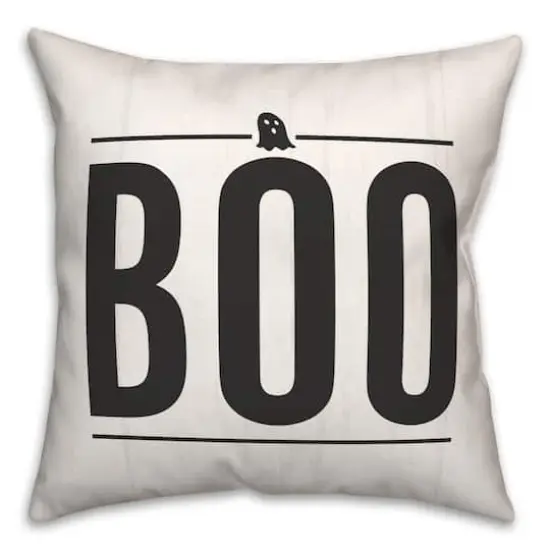 Boo Ghost On Wood Throw Pillow {1}
