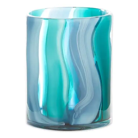 6.5" Small Blue Cylinder Glass Vase {1}