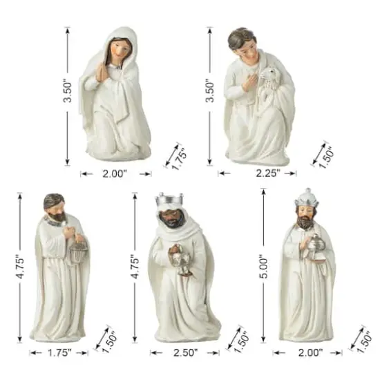 Glitzhome&reg; 11 Piece Ivory Nativity Figurine Set {7}