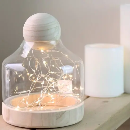 7" Transparent Glass Hurricane with Decorative Wooden Lid {6}