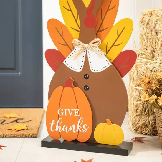 Glitzhome&reg; 31" Thanksgiving Wooden Turkey Porch D&eacute;cor {5}