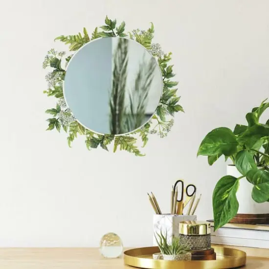 RoomMates Fern Peel & Stick Decals with Circle Mirror {5}