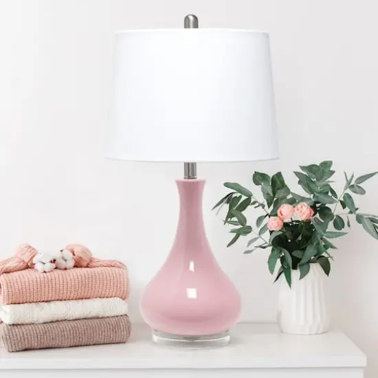 Lalia Home 26" Droplet Table Lamp with Fabric Shade Rose Pink {5}