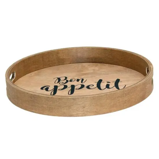 Elegant Designs&trade; 13.8" Round Bon Appetit Serving Tray with Handles {8}