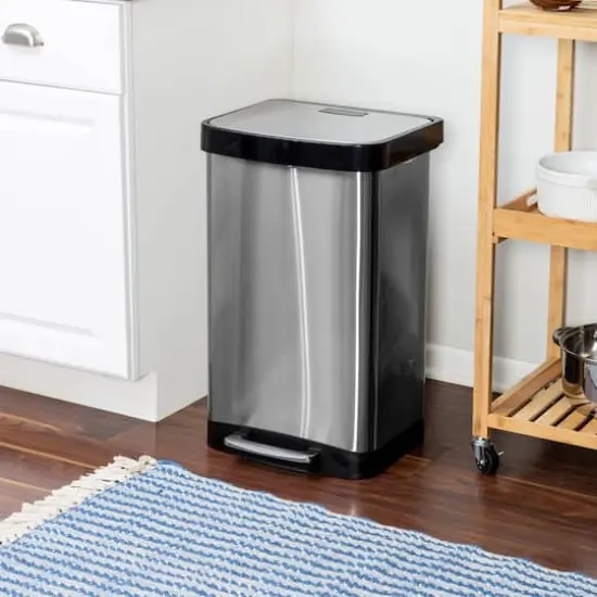 Honey Can Do 50L Large Stainless Steel Step Trash Can with Lid {3}