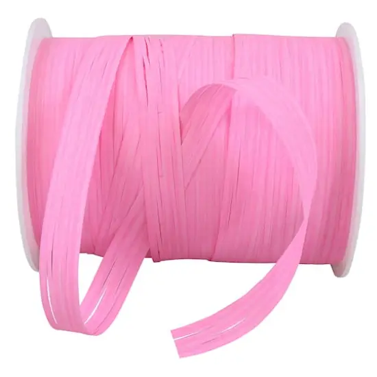 JAM Paper 3/8" x 100yd. Raffia Ribbon Hot Pink {1}