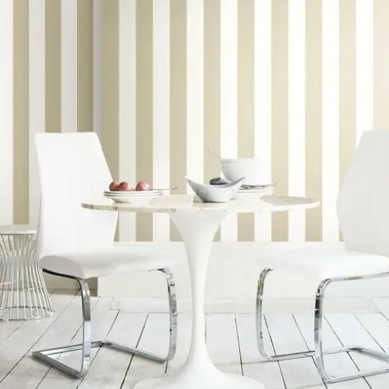 RoomMates Awning Stripe Peel & Stick Wallpaper Pearl Neutral {4}