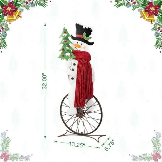 Glitzhome&reg; 32" Metal Snowman Riding Bike Porch D&eacute;cor {9}