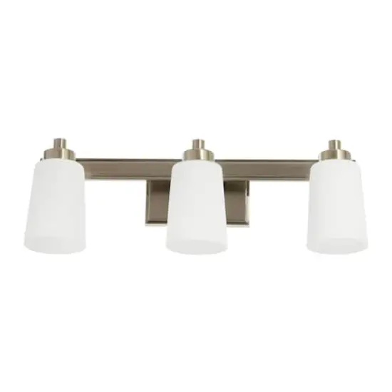 Hello Honey&reg; Robert Stevenson Lighting Sullivan Park Frosted Glass & Metal 3-Light Vanity Brushed Nickel {1}