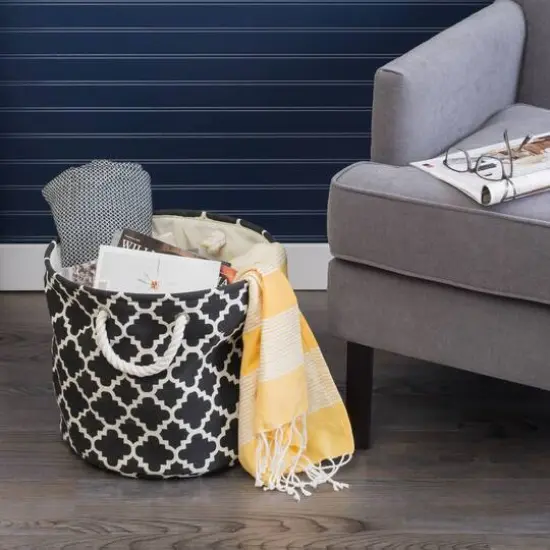 DII&reg; Large Round Polyester Lattice Bin Black {7}