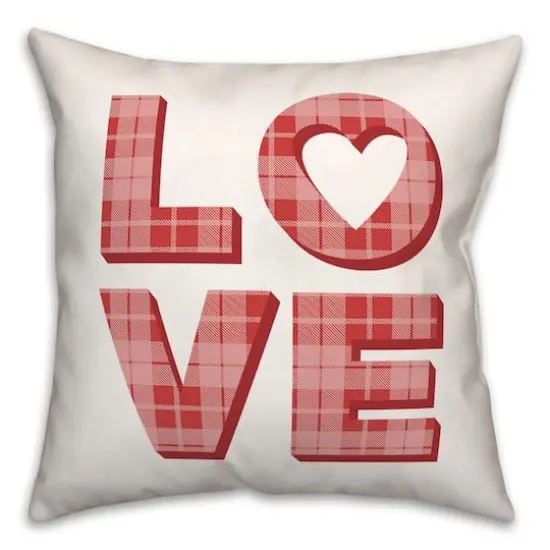 Love Plaid Stack 16" x 16" Throw Pillow {1}