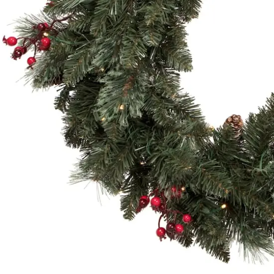 4-Piece Pre-Lit Artificial Christmas Tree, Wreath & Garland Set, Warm White LED Lights {7}