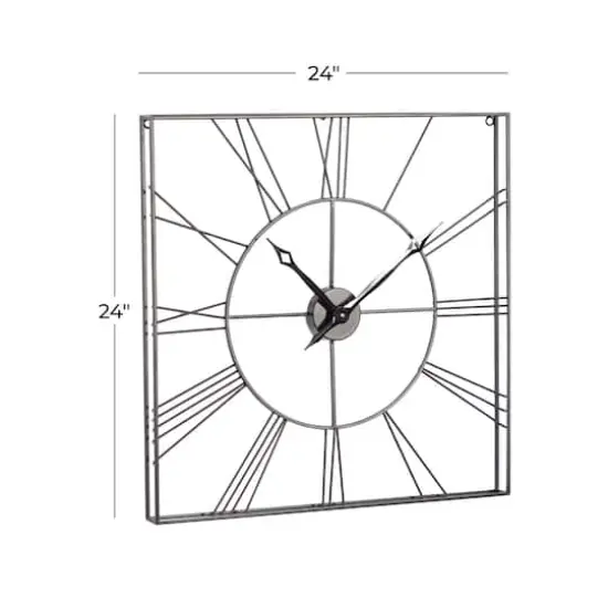 CosmoLiving by Cosmopolitan 24" Metal Square Wall Clock Black {8}