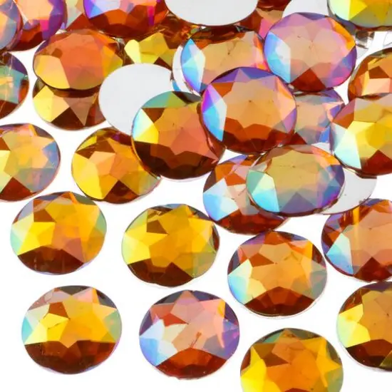 John Bead 20mm AB Acrylic Round Flat Back Rhinestones, 200ct. Orange AB {2}