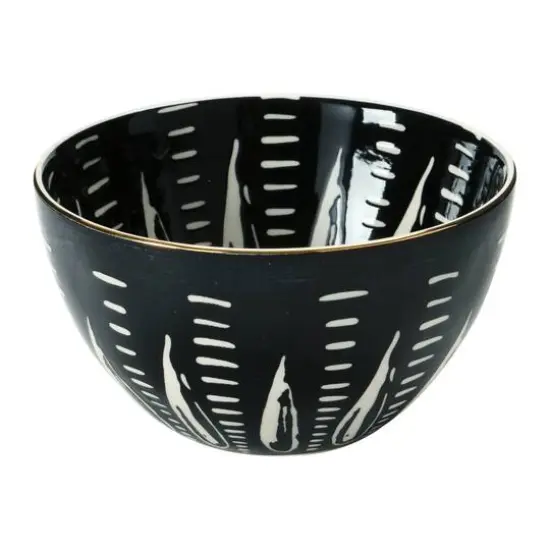 Hello Honey&reg; 5'' Black & White Round Stoneware Bowl, 4ct. {7}