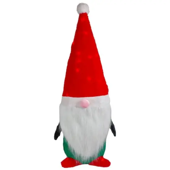 35" Lighted Red & Green Christmas Gnome Yard Decoration {1}