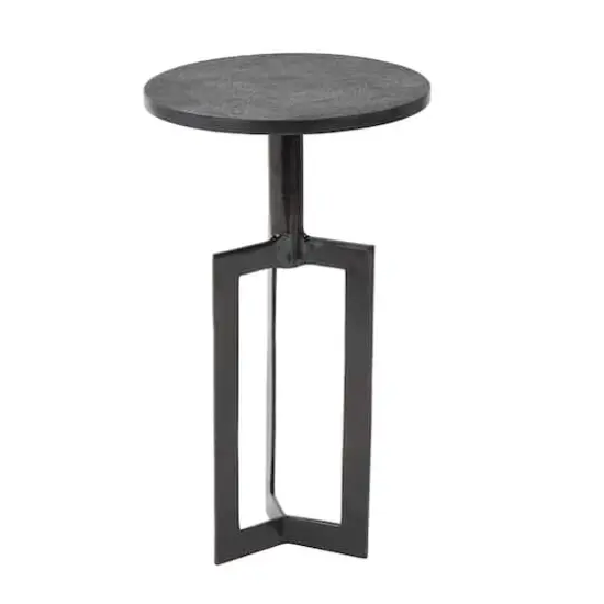 Black Aluminum Metal Tripod Accent Table Set {5}