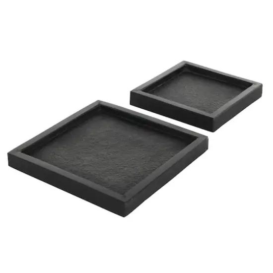 Black Marble Minimalistic Textured Square Trays, 2ct. {7}