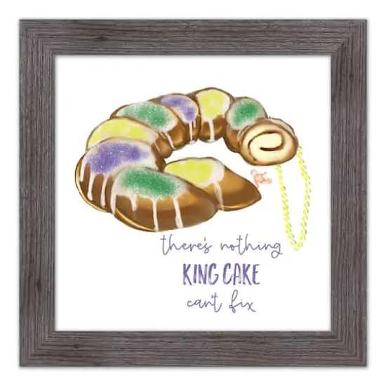 Nothing King Cake Can't Fix Western Gray Framed Print {1}