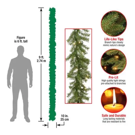 9ft. Pre-Lit Clear Lights Norwood Fir Garland {7}