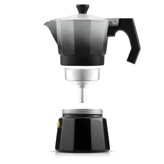 JoyJolt&reg; Italian Moka Pot 3 Cup Stovetop Aluminum Espresso Maker Black {5}