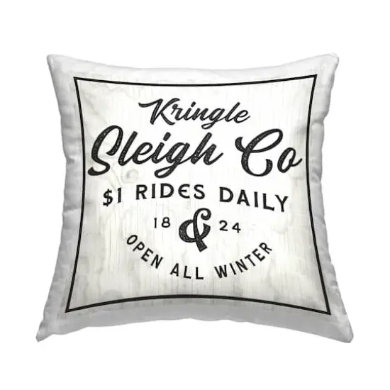 Stupell Industries Kringle Sleigh Co Winter Farmhouse Throw Pillow {1}