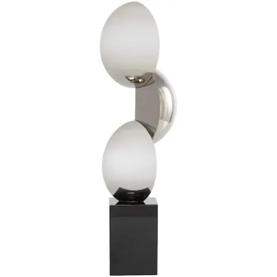 18" Black Crystal Abstract Sculpture with Stacked Semi Circles {3}