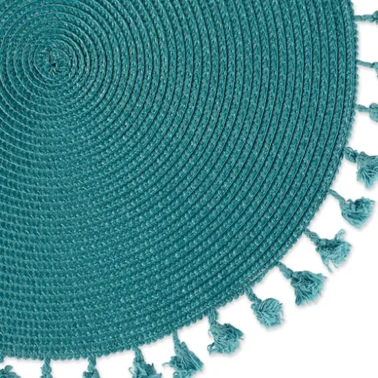 DII&reg; Tassel Fringe Woven Round Placemats, 6ct. Teal {6}