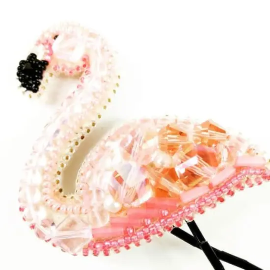 Crystal Art Beadwork Kit For Creating Brooch Flamingo {8}