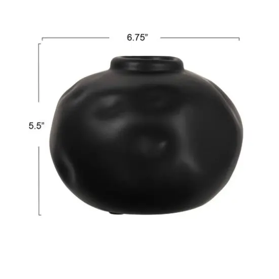 Hello Honey&reg; 5.5" Matte Black Pinched Organic Shape Terracotta Vase {7}
