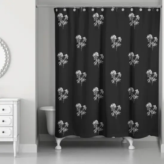 Small Blooms Shower Curtain Black {1}
