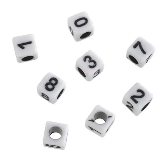 White Number Acrylic Cube Beads, 5mm by Bead Landing&trade; {1}