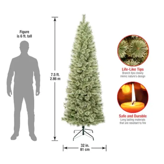 7.5ft. Unlit Artificial Arcadia Pine Cashmere Slim Christmas Hinged Tree {5}