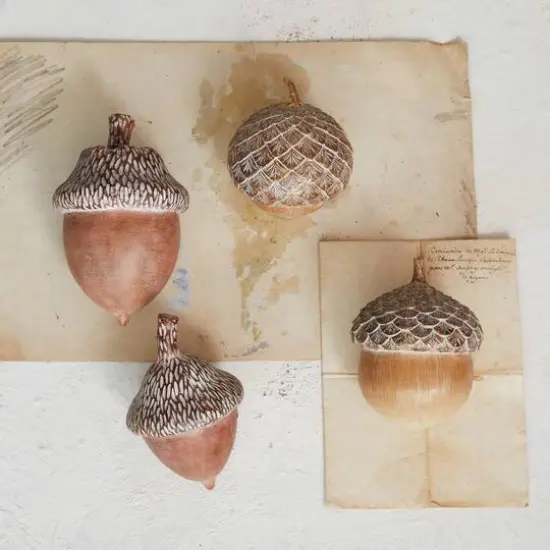 Hello Honey&reg; 6.25" Brown Compact Acorn D&eacute;cor with Stone Powder Finish {3}