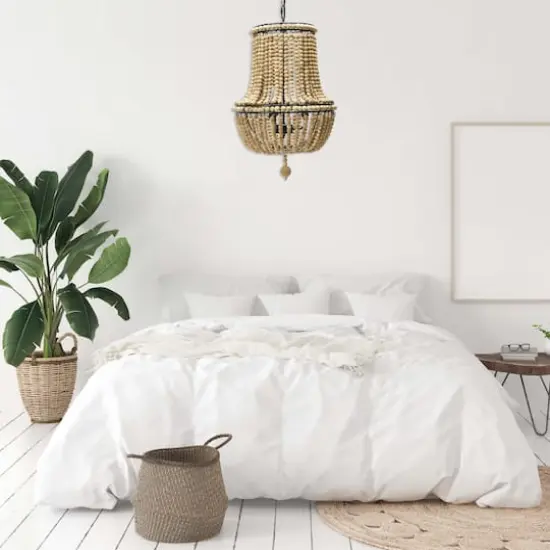 Hello Honey&reg; Draped Wood Bead Chandelier Natural {4}