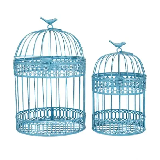 Metal Country Cottage Birdcage Set Blue {1}