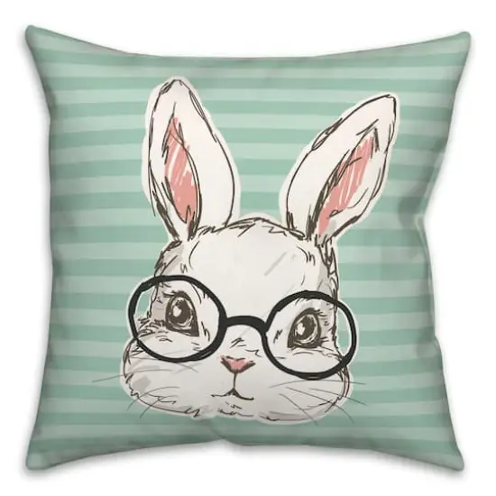Bunny With Glasses 18" x 18" Throw Pillow {1}
