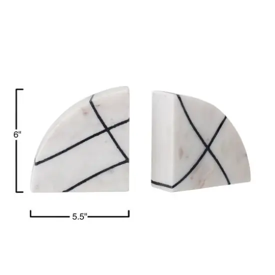 Hello Honey&reg; 6" White & Black Marble Bookends Set {6}