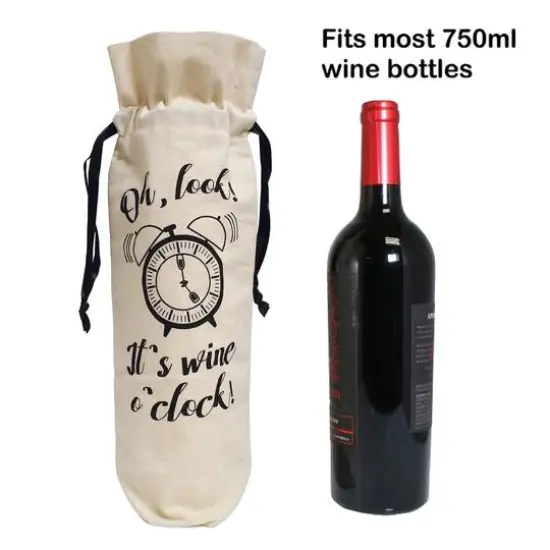 Personality Case&trade; Wine O'Clock Canvas Wine Bag {6}