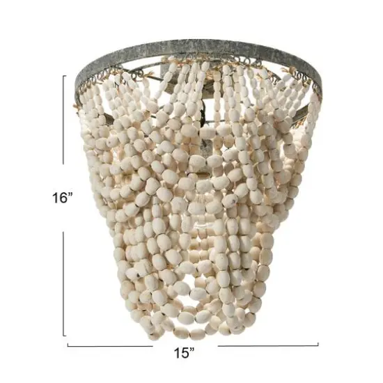Hello Honey&reg; 16" Tiered Draped Wood Bead & Metal Semi-Flush Light {6}