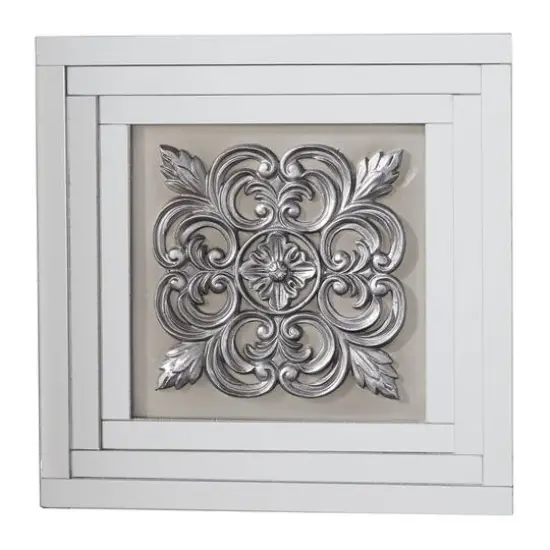 16" White & Silver Mirror Glam Floral Wall D&eacute;cor Set {3}