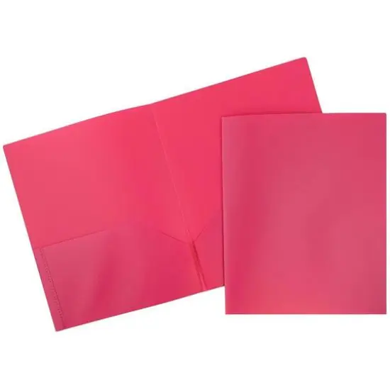 JAM Paper 9.5" x 11.5" Plastic 2-Pocket POP Folder Fuchsia Pink {4}