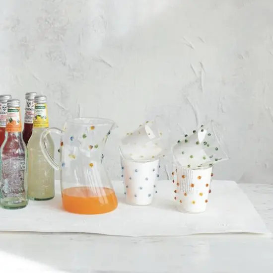 Hello Honey 13oz. Multicolor Dotted Borosilicate Glassware Set, 4ct. {4}