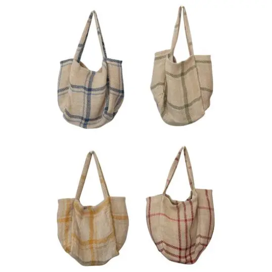 Hello Honey&reg; Plaid Jute Tote Bag Set {1}